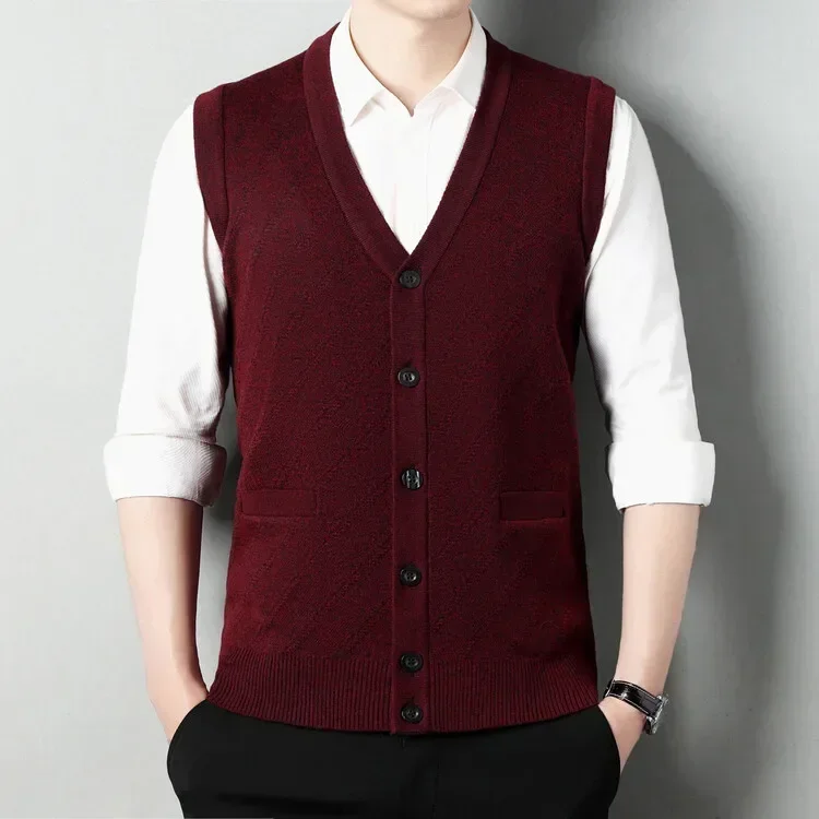 Мужской жилет без рукавов с V-образным вырезом классический деловой