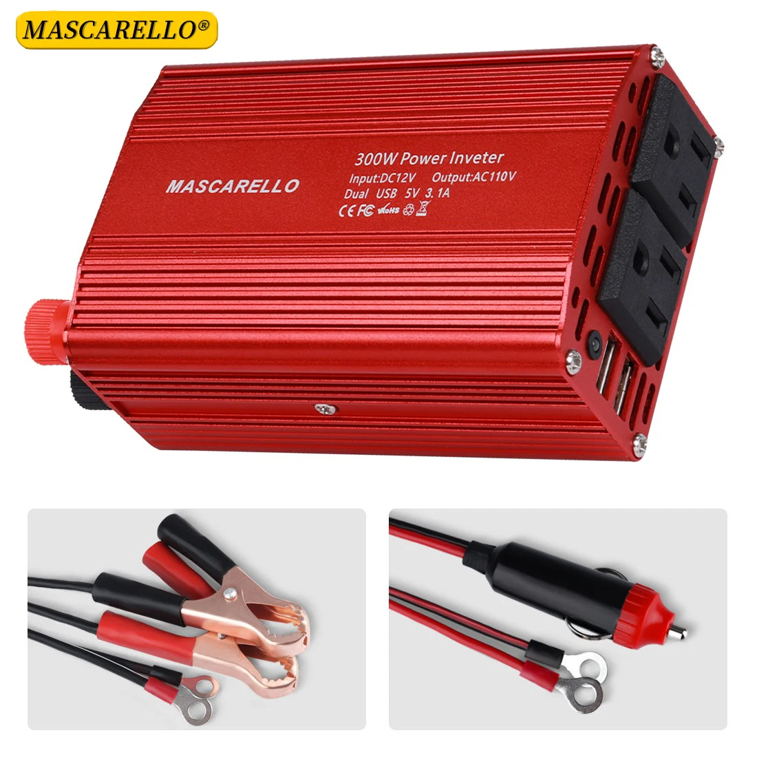 

300W Car Power Inverter DC 12V To AC 110V 220V Dual USB Car Adapter Converter Auto Charger Modified Sine Wave EU US Socket king