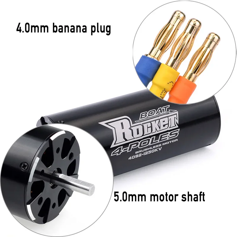 Фото Бесщеточный двигатель UniFlyRocket-RC 4074 4082 4092 1600KV 1520KV 1250KV 2250KV с водяным охлаждением для радиоуправляемых лодок и автомобилей длиной 1000 мм (или более) №4