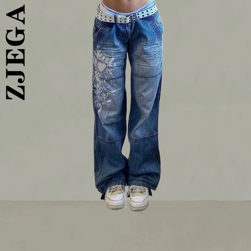 

Zjega Y2k Trousers Plus Size Women Jeans High Waist Baggy 2022 Denim Pants Loose Hip Jeans Harajuku Trousers Woman Mom Jeans