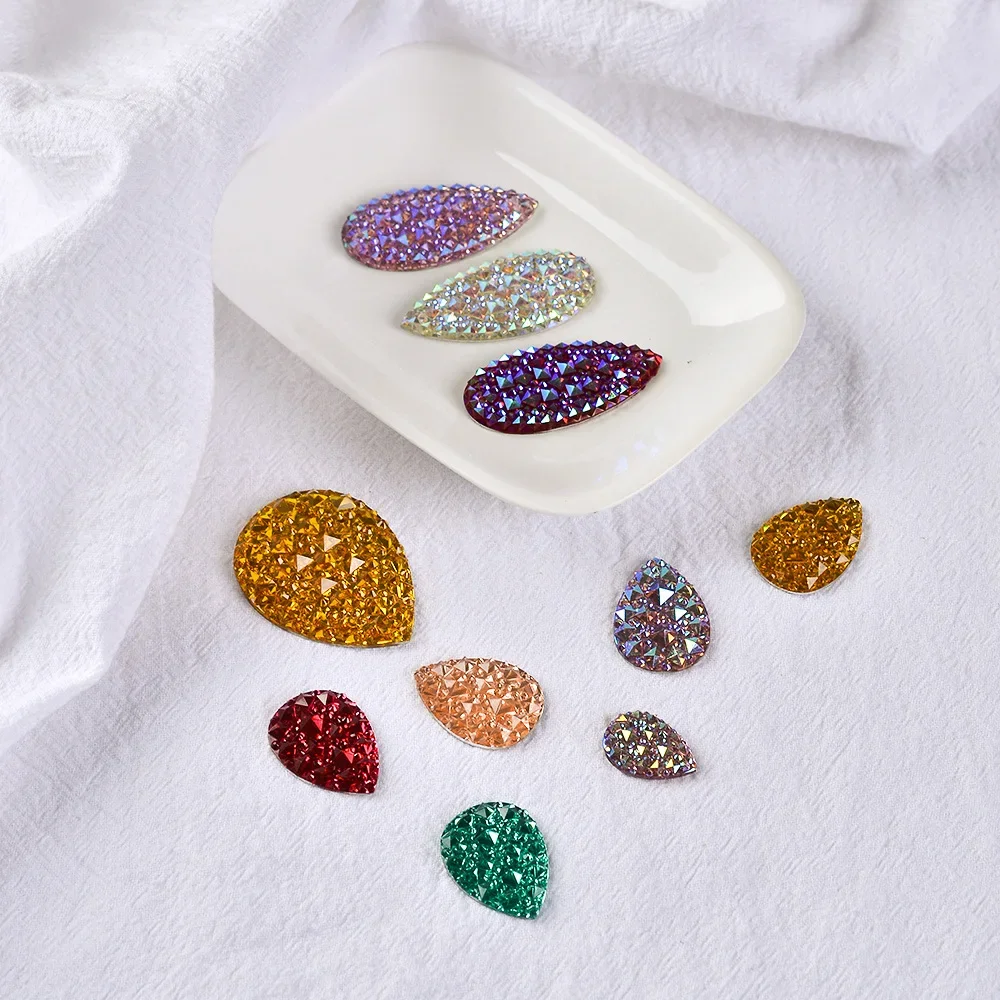 Красочная смола посеребренная основа в форме капли воды квадратное лицо