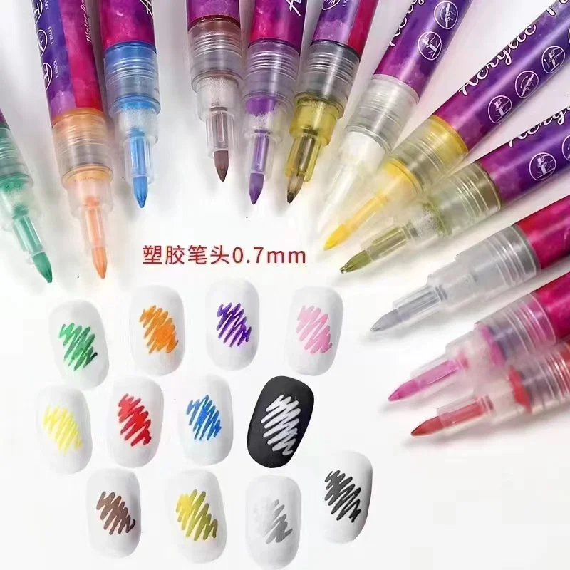 

1pcs Nail Art Graffiti Pen Set Waterproof Plastic Pen Head 0.7mm DIY 3D Abstract Line Fine Details Flower Pattern Manicure Tools