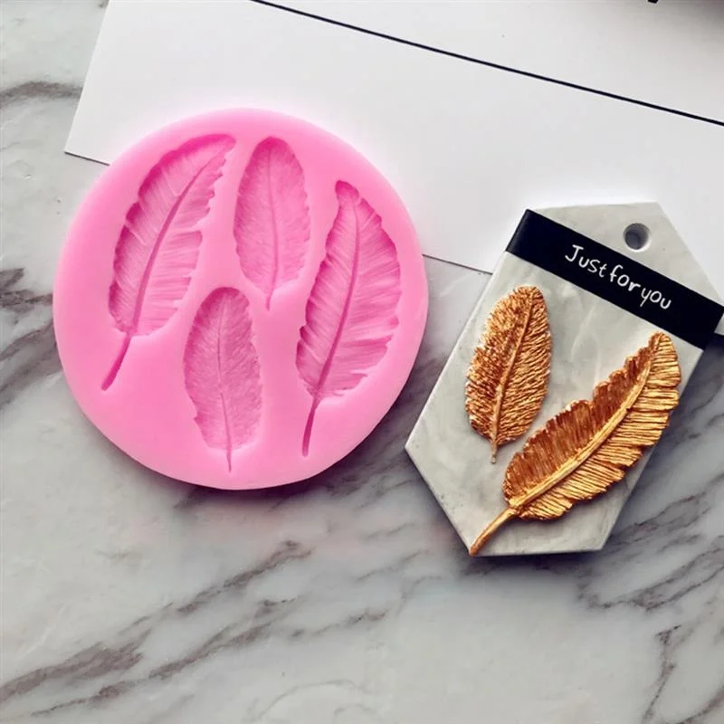 

Leaves Feather Shaped 3D Reverse Sugar Molding Fondant Cake Silicone Mold For Fimo Polymer Clay Molds Decoration Tools