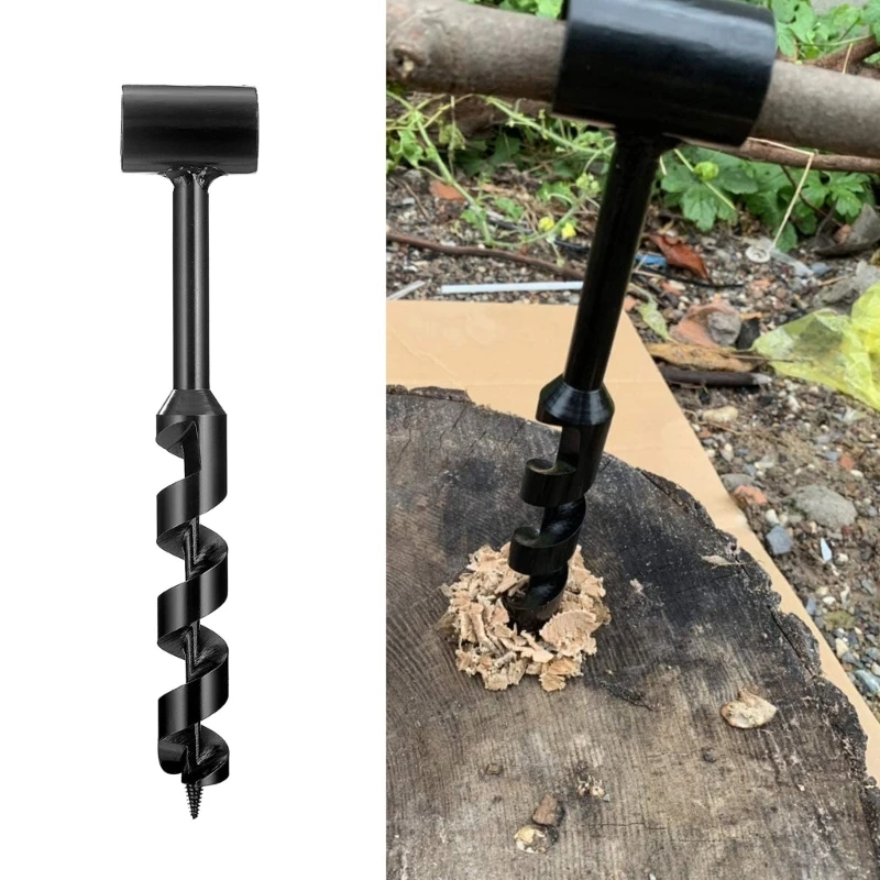

Wood Auger Hand Drill Multifunctional Handle Hand Auger Drill Bit Carbon Steel Lightweight for Outdoor Survival Tool M4YD