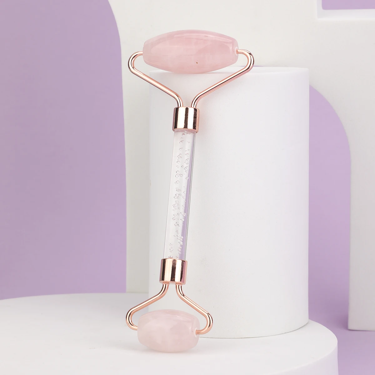 Розовый кварцевый массажер GuaSha роликовый инструмент для ухода за кожей лица шеи