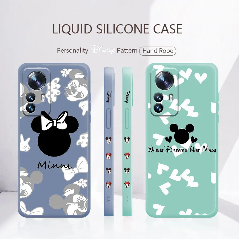 

Liquid Funda Case for Samsung Galaxy A52 A12 A51 A32 A21s A71 4G 5G A42 M12 A13 Soft Disney Mickey Minnie Love Gray Back Phone