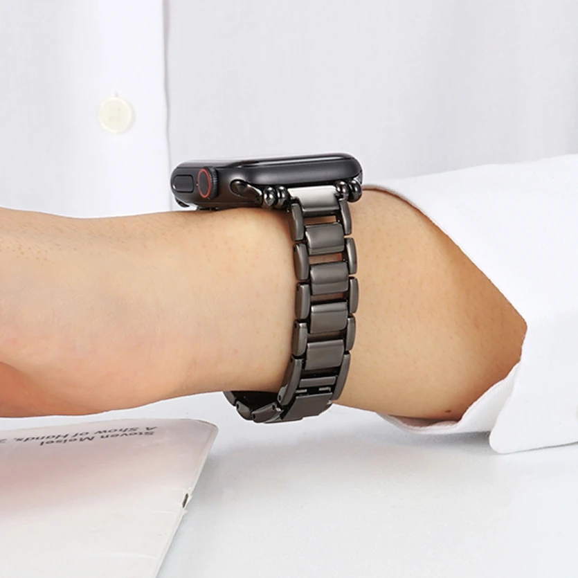 

Black watch band Stainless Steel Bracelet for Apple Watch 7 45mm 44mm 42mm 40mm Metal Strap for iWatch7 6 SE 5 4 3 2 Accessories