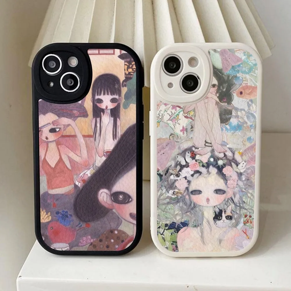 S-Selling Aya Takano Phone Case Hard Leather For iPhone 16 15 14 13 12 Mini 11 Pro Max Xs X Xr 7 8 Plus Fundas