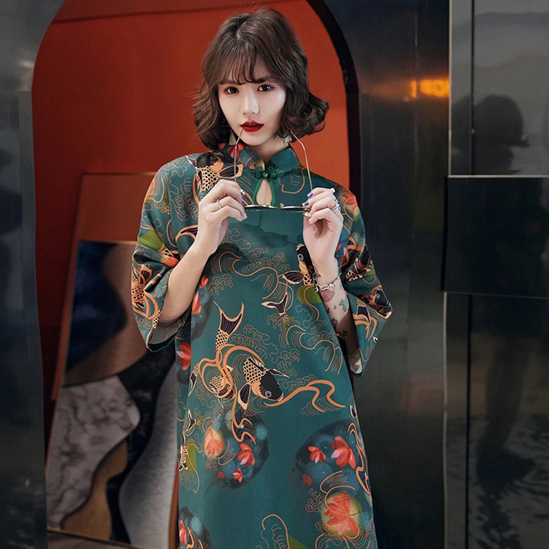 

Fashion Modern Cheongsam Qipao Young Chinese Dress Vintage Sexy Orient Style Casual Traditional Retro Dresses Spring Summer 2022