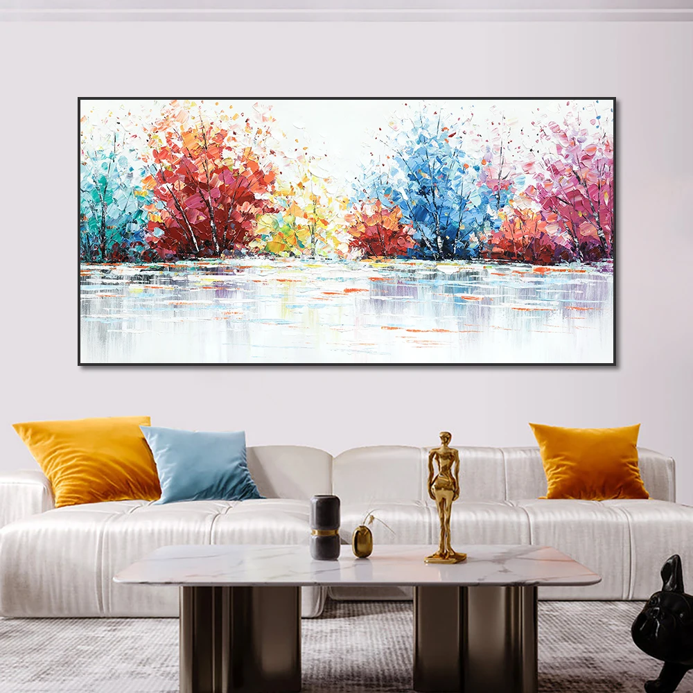 

Abstract Colorful Trees Canvas Painting Modern Nordic Landscape Canvas Posters And Prints Wall Art Picture For Home Decor