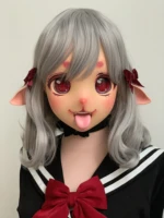 mouakingmask dog makeup delicate full head femalegirl resin japanese anime cartoon character kig cosplay kigurumi doll mask