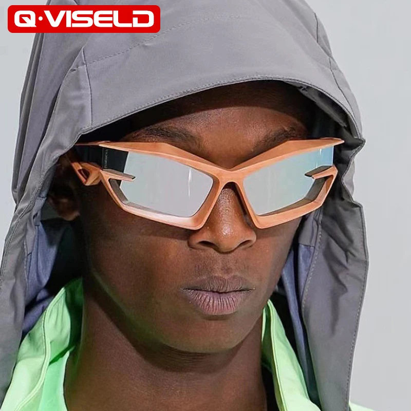 

QVISELD Y2K Punk Goggle Sunglasses For Men 2022 Luxury Brand Designer Quality Fashion Vintage Retro Oversized Sun Glasses Women