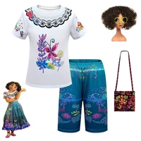 2022 girls t shirts leggings encanto clothing sets children birthday party charm pj costume kids holiday beach shirts shorts