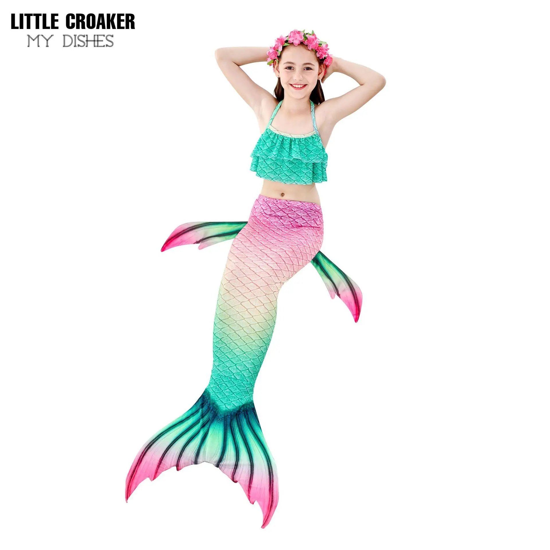 

Dresses 2022 Mermaid Tail with Monofin Flipper Mermaid Costume Cosplay Christmas Gift Mermaid Bikini Swimsuit Girls Dress