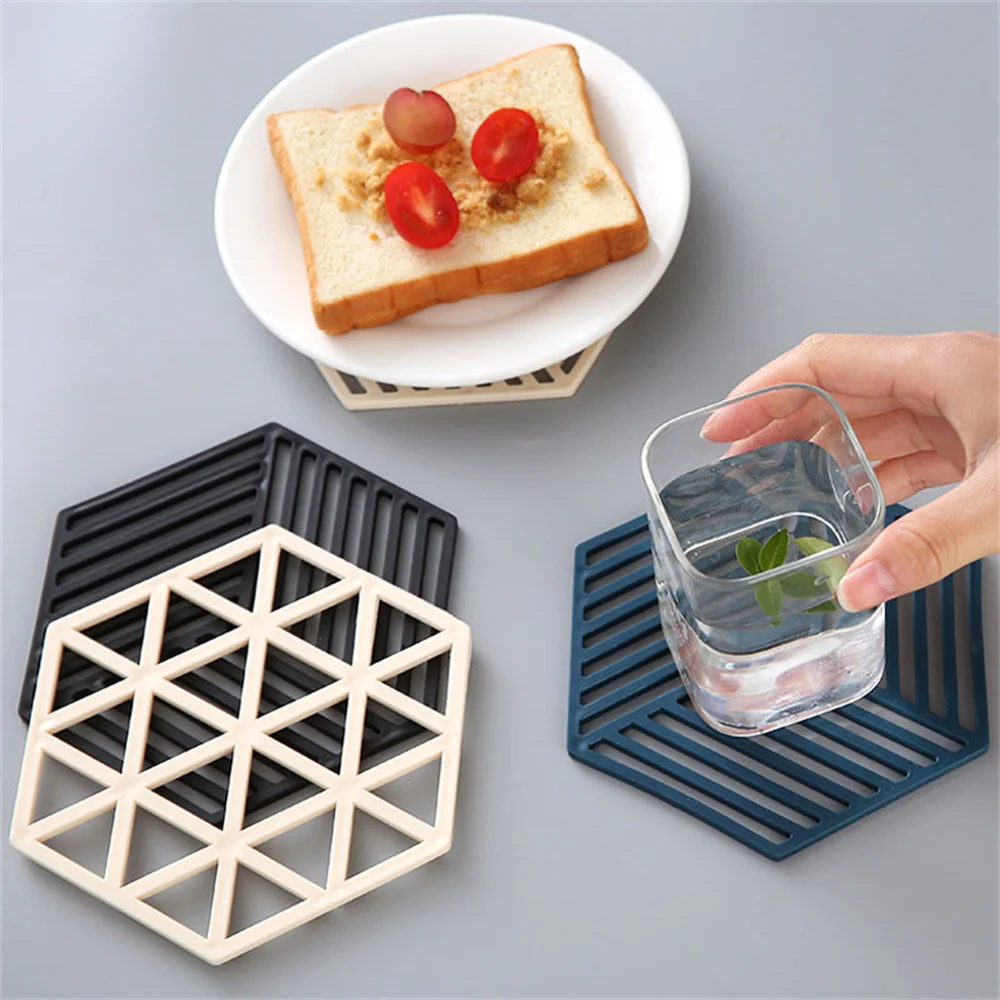 

Home Table Decor Kitchen Tools Silicone Tableware Insulation Mat Coaster Hexagon Silicone Mats Pad Heat-insulated Bowl Placemat