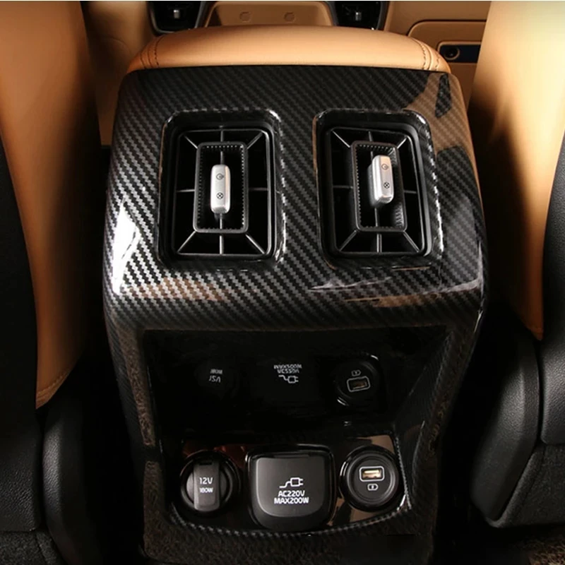 

Подлокотник для Kia Sorento MQ4 2021 2022 2023, задний выпуск воздуха, наклейка, ABS углеродное волокно, черные автомобильные аксессуары