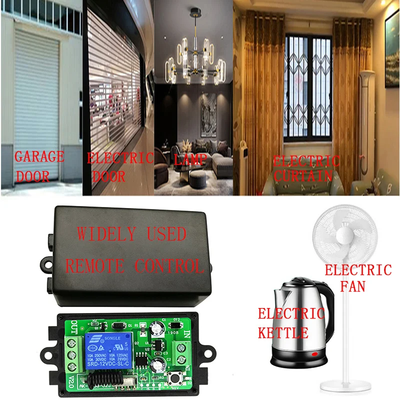 2000m DC 12V 24V 1CH Wireless rf Remote Control Switch Relay Output Radio receiver &amp 433 MHz controller garage door
