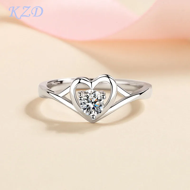 

Sweet Love S925 Silver Inlaid Moissanite Ladies Ring Girlfriend Birthday Anniversary Women's Day Surprise Gift