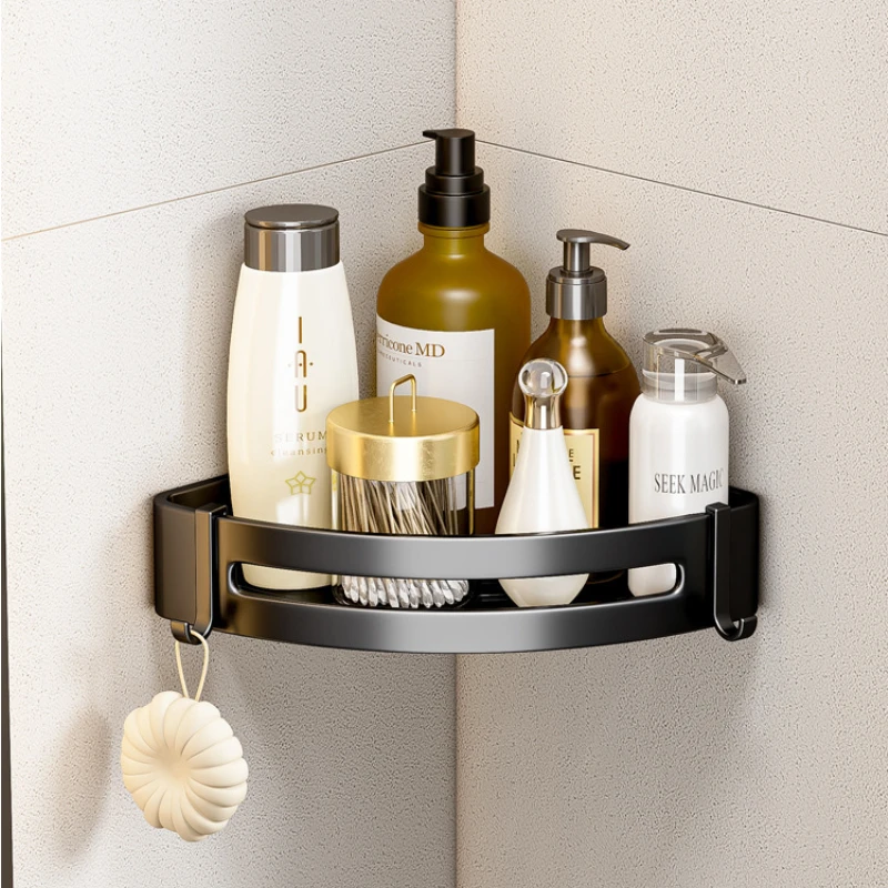 

Black Space Aluminum Bathroom Shelf Shower Shelves No-drill Wall Mount Shower Storage Rack Corner Shelf Bathroom Accessories