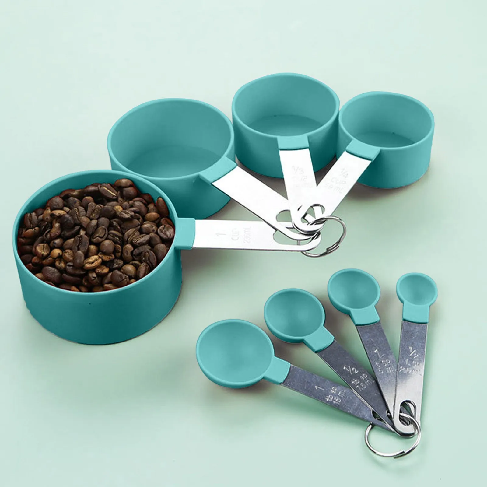 

8 Pcs Measuring Cups Spoons Set For Baking Cake Pastry Cooking Utensils Stainless Steel Handle Kitchen Tools Accessories Gadget