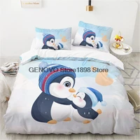 comforter bedding sets child duvet cover bed linen set for kids baby cartoon bedding for home penguin lovely bed set 140x200