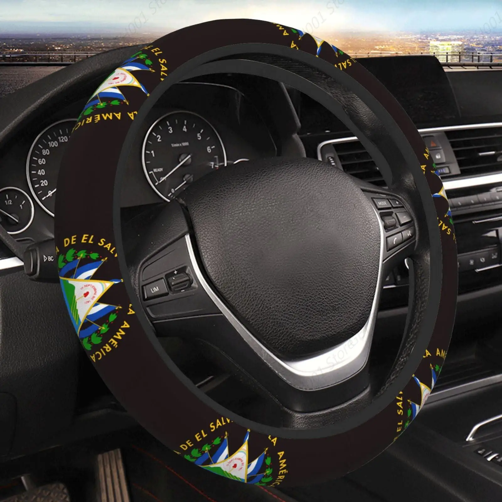 Flag Of El Salvador Steering Wheel Covers Men Women Anti Slip Elasticity Car Accessories Protector Universal