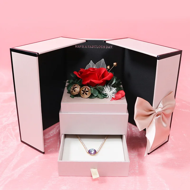 New Fashion Jewelry Display Boxes for Couple Anniversary Mother Day Accessories Necklace Earrings Storage Case for Girlfriend