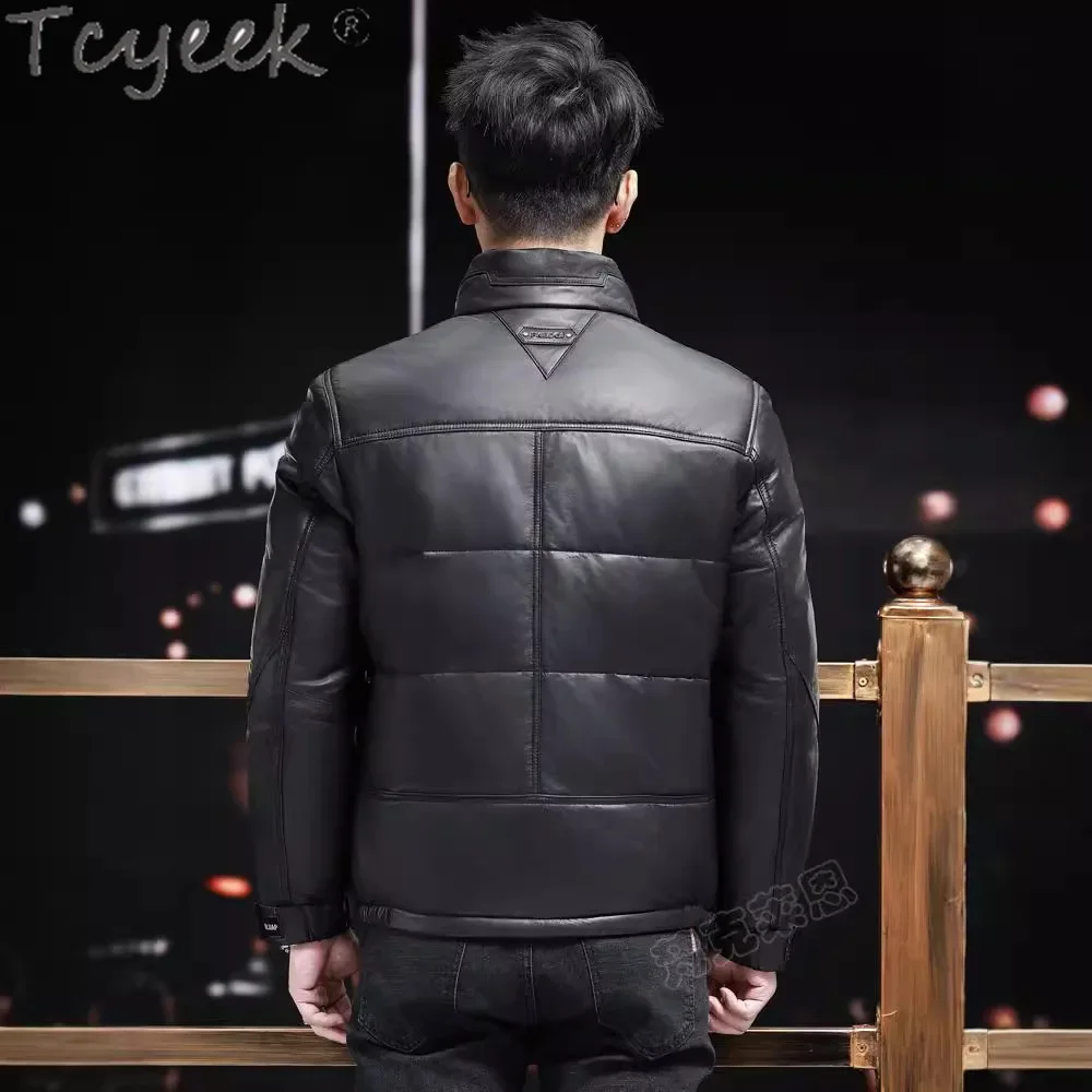 Tcyeek мужские куртки из натуральной кожи повседневная белая куртка на гусином пуху