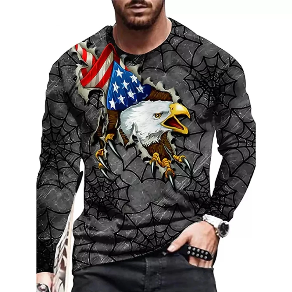 

2022 New Men's T-Shirt Leisure Sports 3D Digital Printing TEE Street Trend Long Sleeve Male Tops