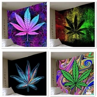 trippy weed leaf tapestry boho home decor polyester hippie modern posters canvas ins psychedelic painting backdrop wall hanging