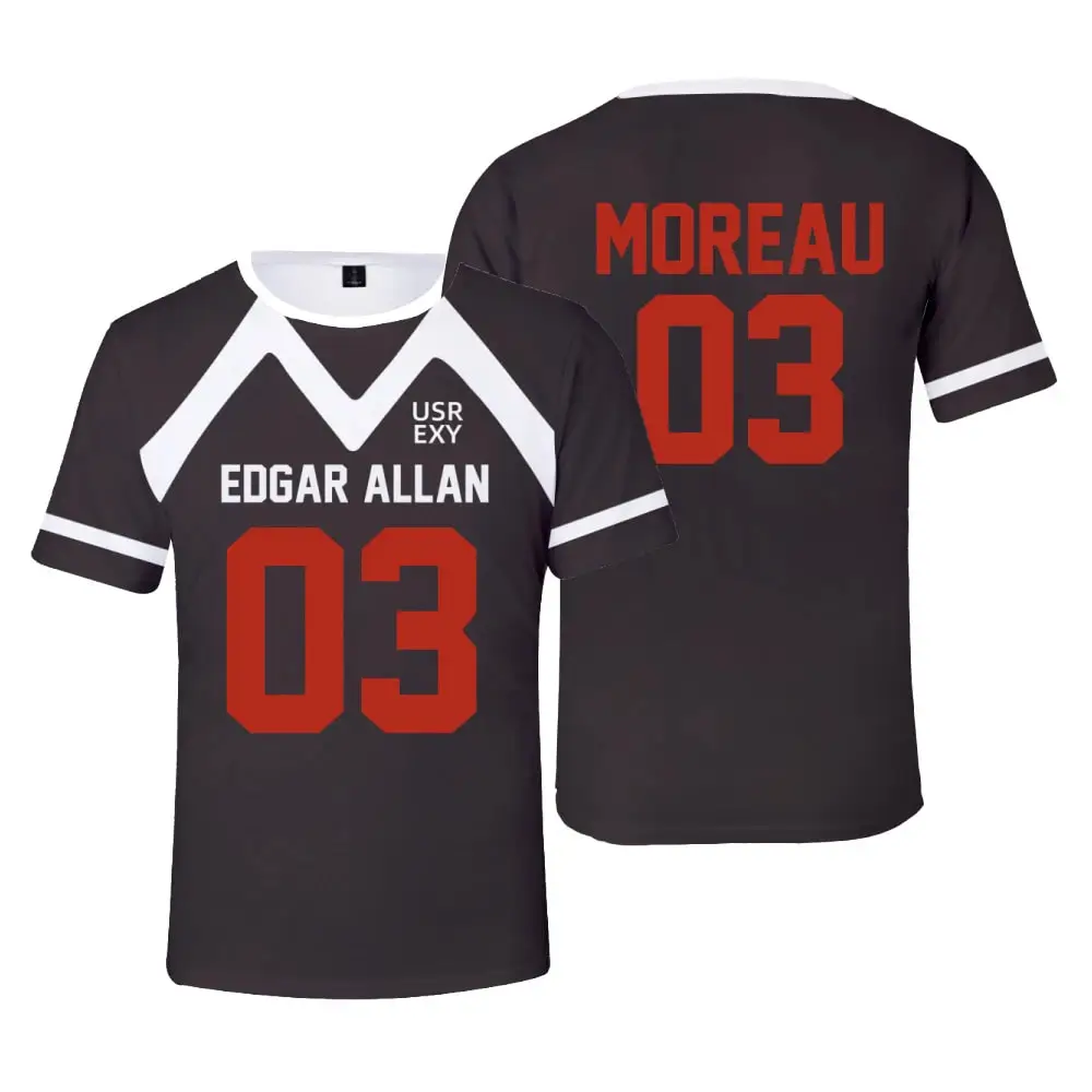 Фото Детские футболки Edgar Allan Ravens Jersey 3D с принтом Foxhole Court, новинка лета, мужские и женские футболки с короткими рукавами, топы, игровая форма №3