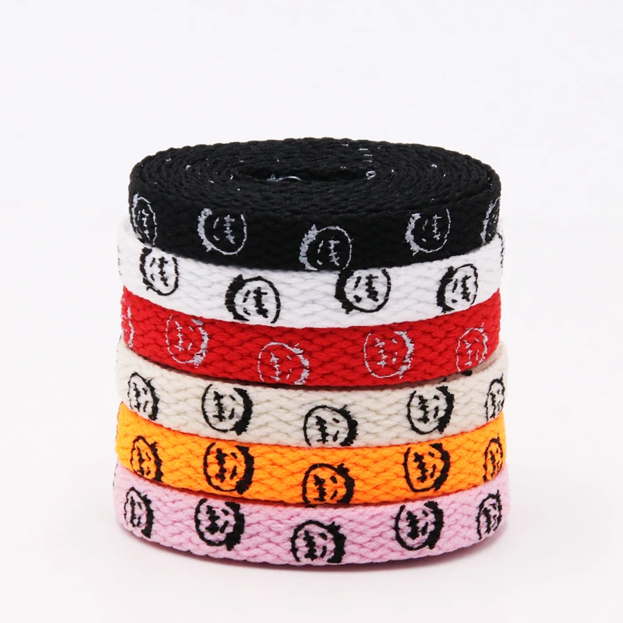 WeiouLaces 8MM Polyester Cords Carton Ropes Flat Silk Screen Elder Pattern Printed Strings Summer Camping Running Jogging Lacets