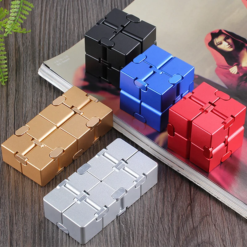 ZK20 Stress Relief Toy Premium Metal Infinity Cube Infinit Cube Finger Anxiety Stress Relief Blocks Magic Cube Toy Adults Kid enlarge
