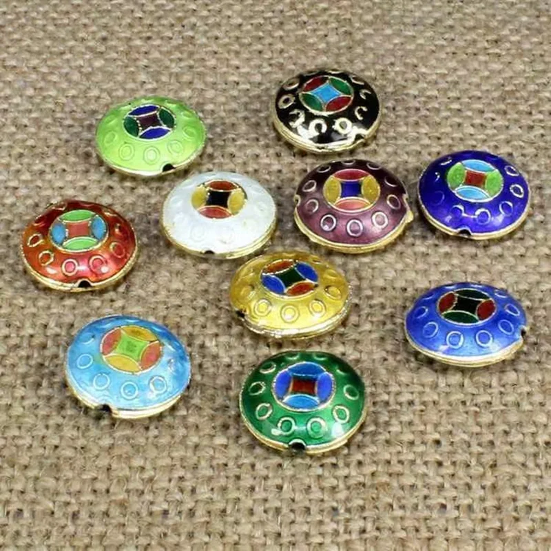 

10pcs Colorful Cloisonne Chinese style Vintage Round Beads for Jewelry Making Findings DIY Polished Enamel Copper Accessories