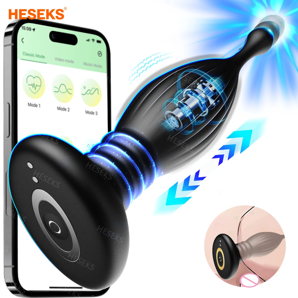 Анальный вибратор HESEKS с управлением через приложение для стимуляции клитора