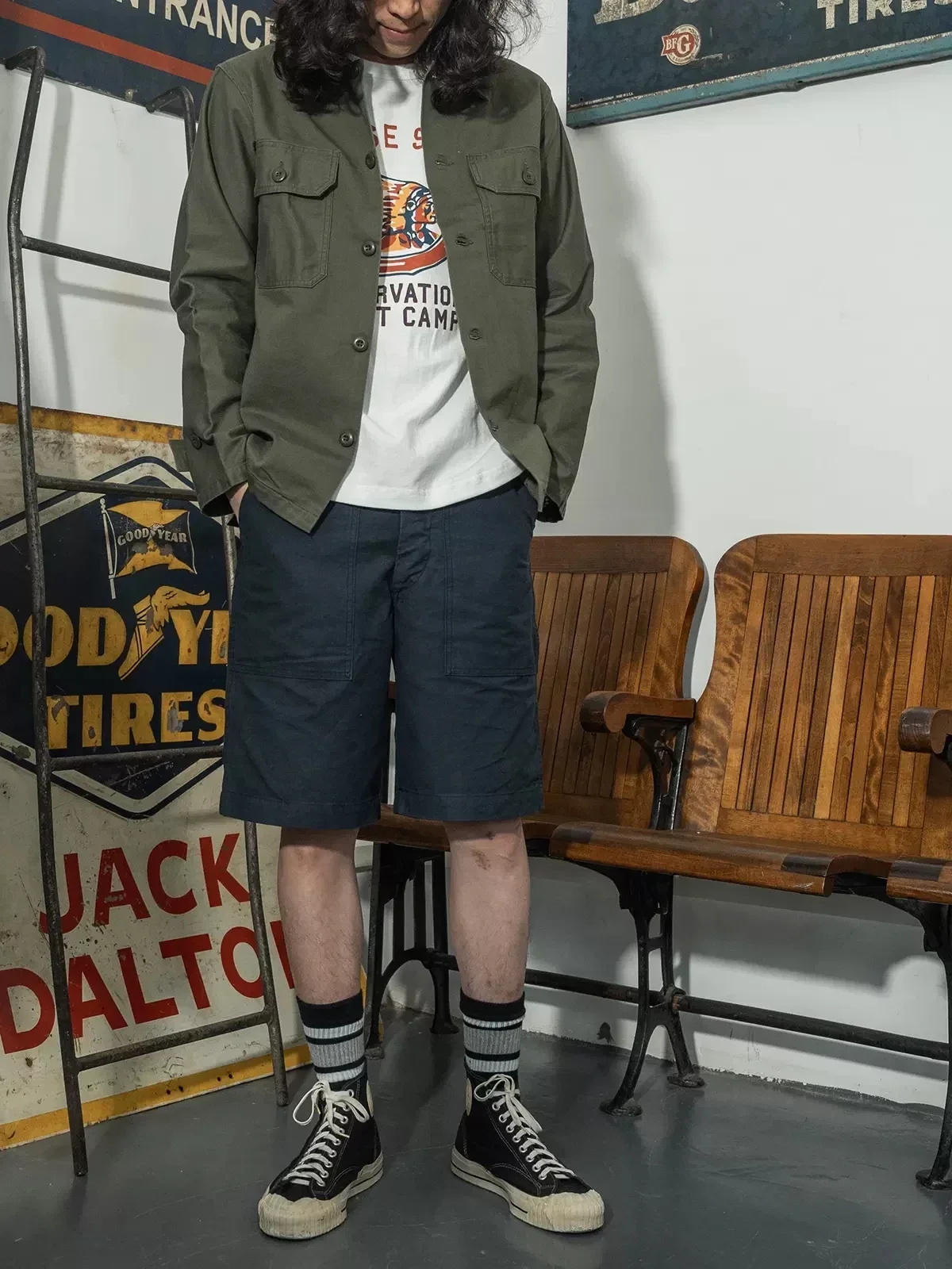 Нет в наличии 1963 2 узора OG-107 рубашка усталости из сатина оливково-зеленая