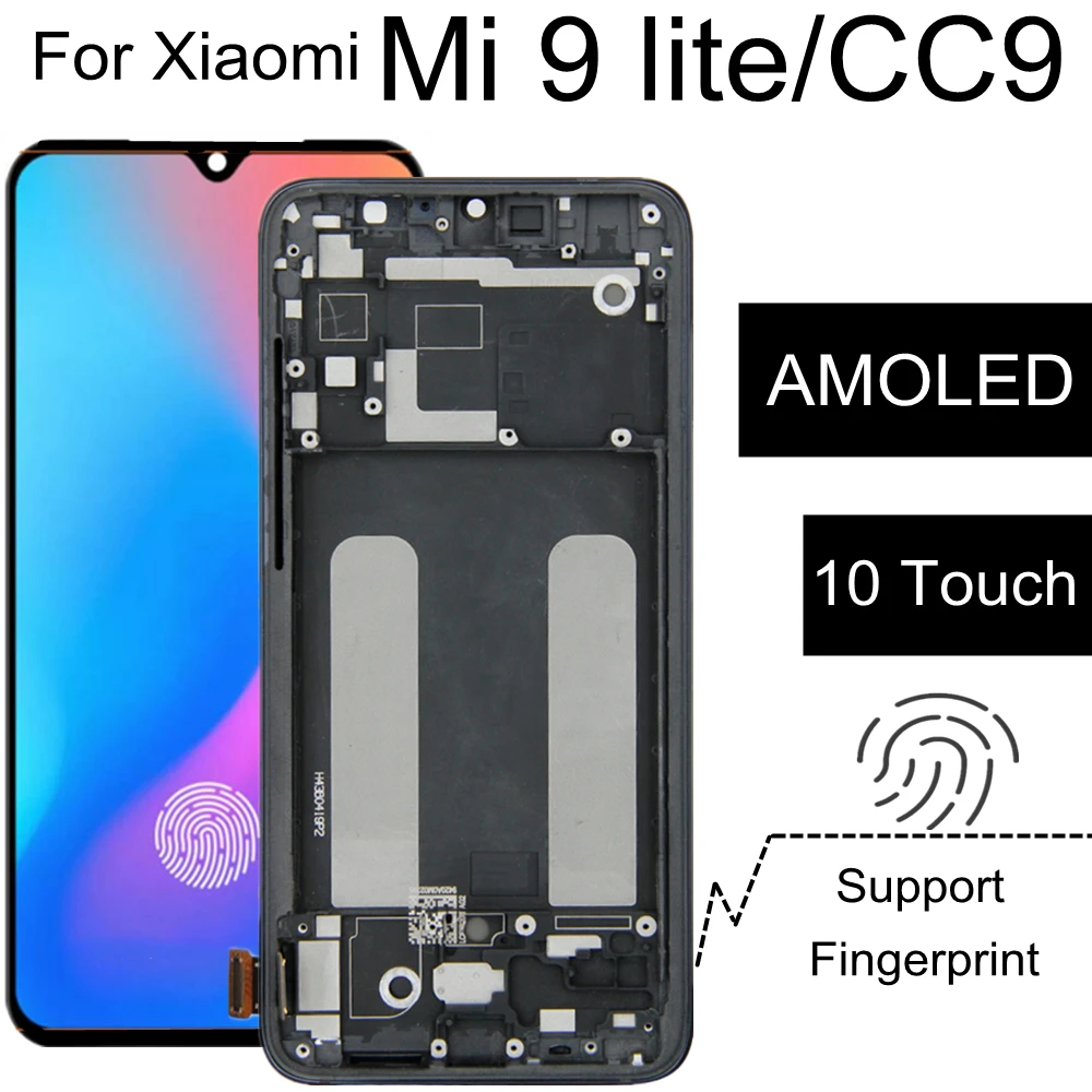 

ЖК-дисплей AMOLED 6,39 дюйма для Xiaomi Mi CC9, дисплей MI 9 Lite, сенсорный экран, дигитайзер для MI CC9, экран, запасные части