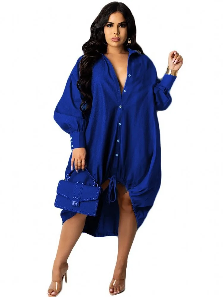 Женское платье в африканском стиле осень 2023 новое однотонное модное