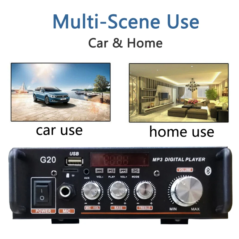 

600W Home Amplifiers HiFi Subwoofer Home Theater Sound System Audio Car Amplifiers FM TF AUX MP3 Player Remote Control