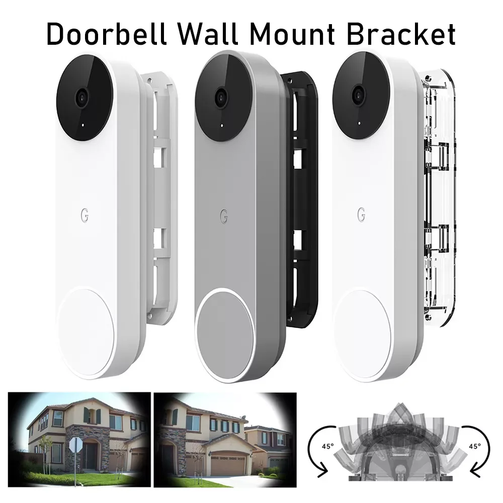 

ABS Wall Mount Bracket Kit Horizontal Adjustable Angle Left Right 45 Degrees for Google Nest Video Doobell (Battery Version)