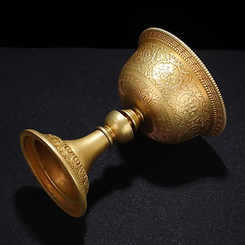 Тибетский латунный держатель для масляной лампы восемь благоприятных символов