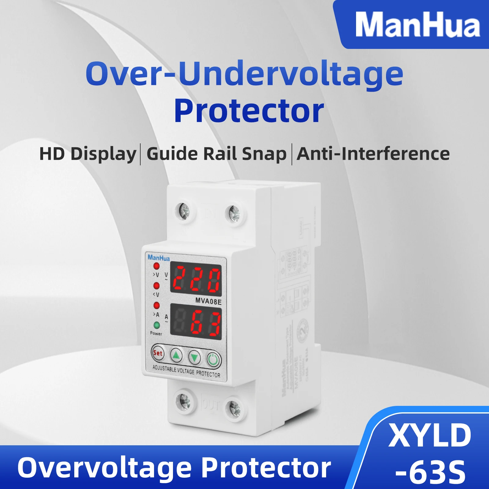 

Реле ManHua для домашнего использования с светодиодный ным дисплеем, 230 В, 40 А, 63 А, Din-рейка