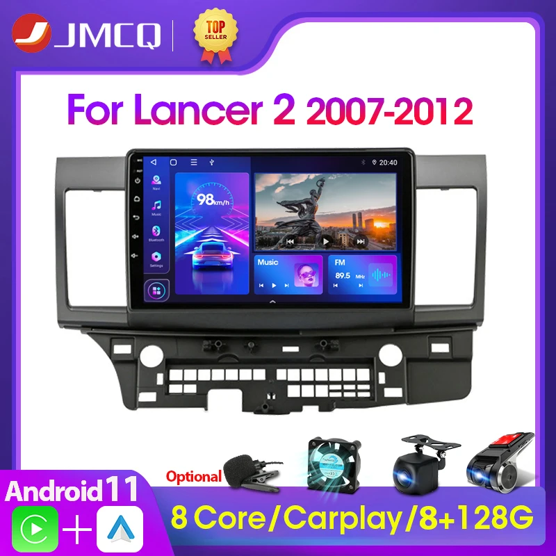 jmcq android 11 4g car radio for mitsubishi lancer 2007 2012 car radio multimidia video player navigation gps 2din 2 din carplay free global shipping