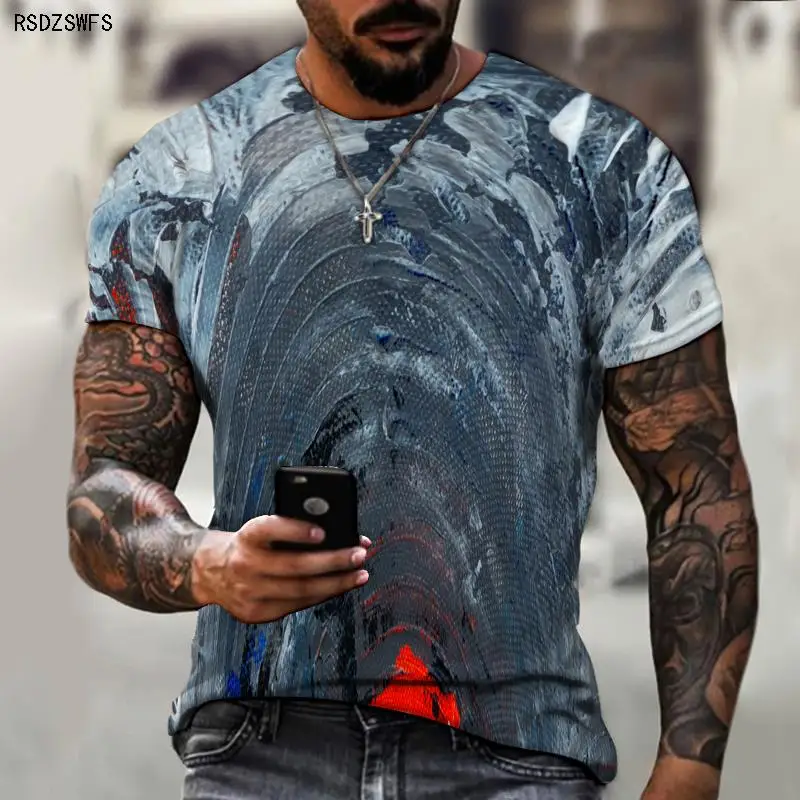 

2022 Summer Men's New Short-sleeved 3D Printing Technology Round Neck Design, Fashionable T-shirt With Free Elements
