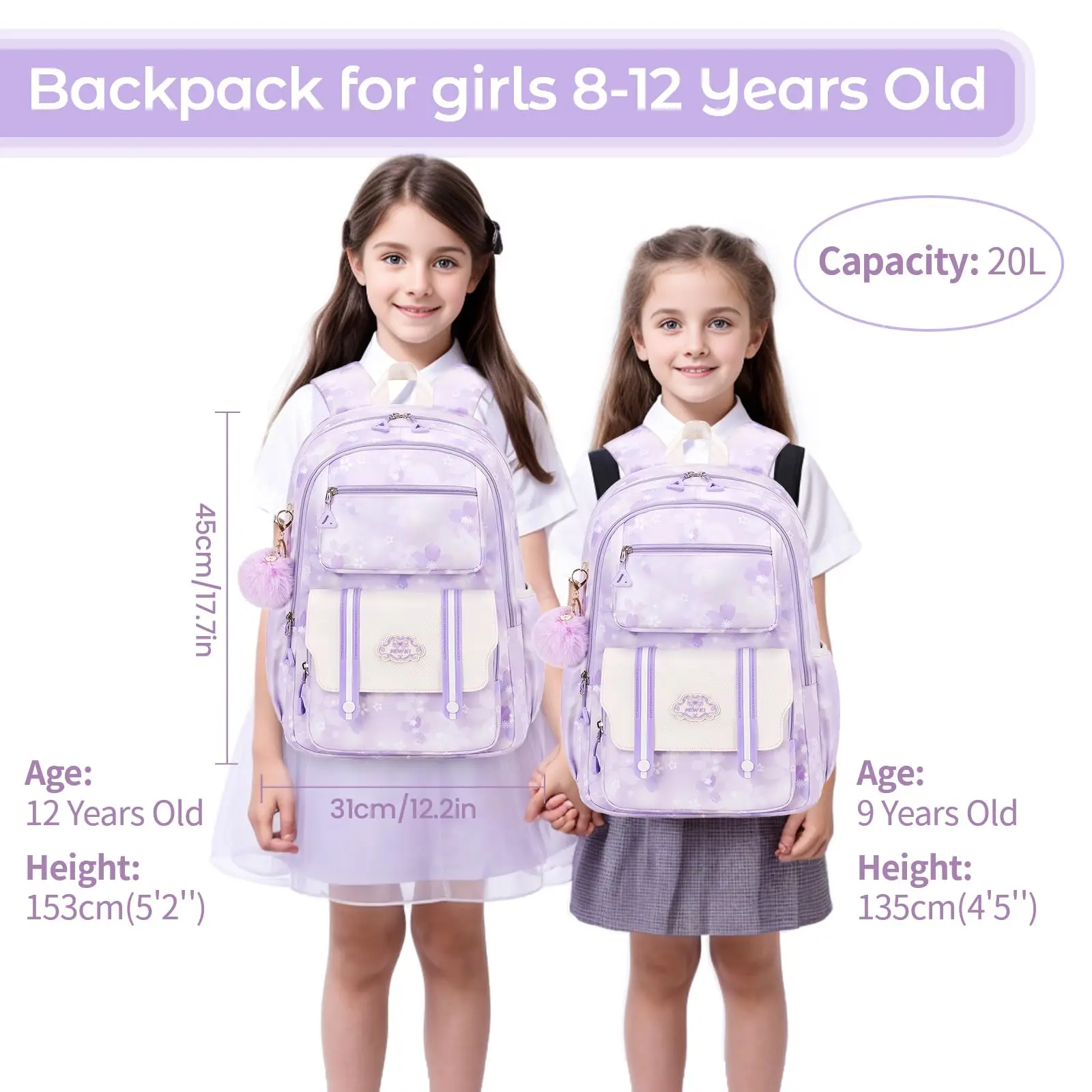 Школьная сумка 20-литровый рюкзак для девочек школьная Kawaii с подвеской