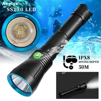 3600lm powerful diving flashlight sst70 led waterproof 50m underwater scuba scuba lantern 226650 battery tactical dive torch