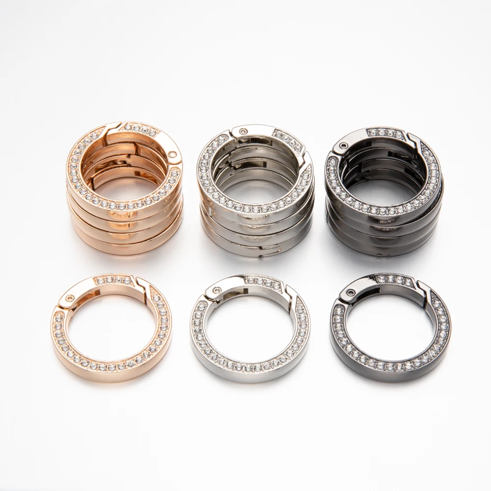

5pcs O Ring Keyring With Diamonds Metal Spring For Keychain Pendant Bag Key Accessories Jewelry Making Supplies Charm Material