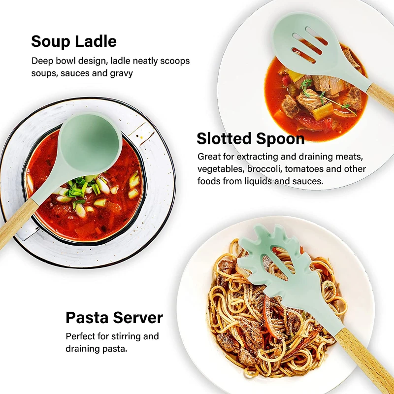 Силиконовая кухонная утварь набор кухонной утвари антипригарная посуда лопатка