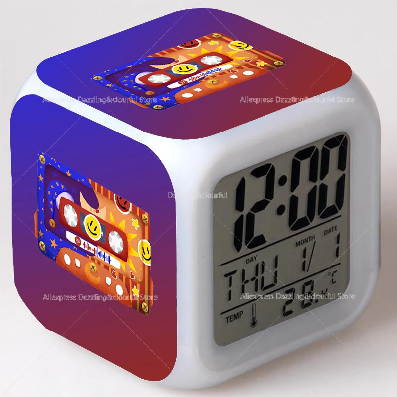 Часы будильник с LED подсветкой Fnaf Sundrop Moondrop, с рассветом Breach Sunrise, с 7-ми цветами, меняющимися в течение ночи, светящиеся ночью, подарок для детей.