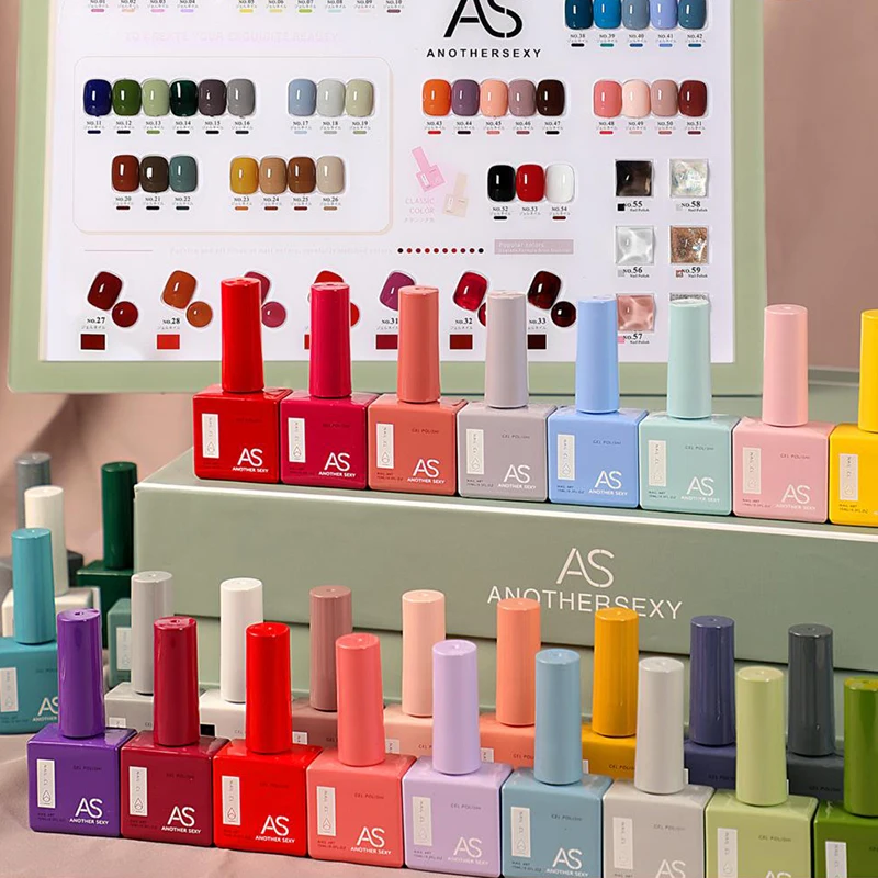 

2023 new durable varnish 60 color popular nail salon designer nail polish glue halal uv nail polish non-toxic package